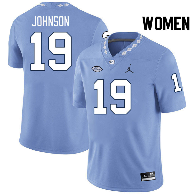 Women #19 Jake Johnson North Carolina Tar Heels College Football Jerseys Stitched-Carolina Blue